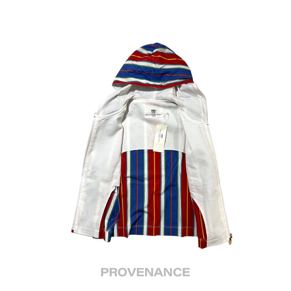 🔴 Balenciaga Golf Hoodie Vest - Striped Red Blue M - Picture 3 of 10